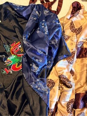Two Kimono Style Robes - 1 Navy and 1 Tan